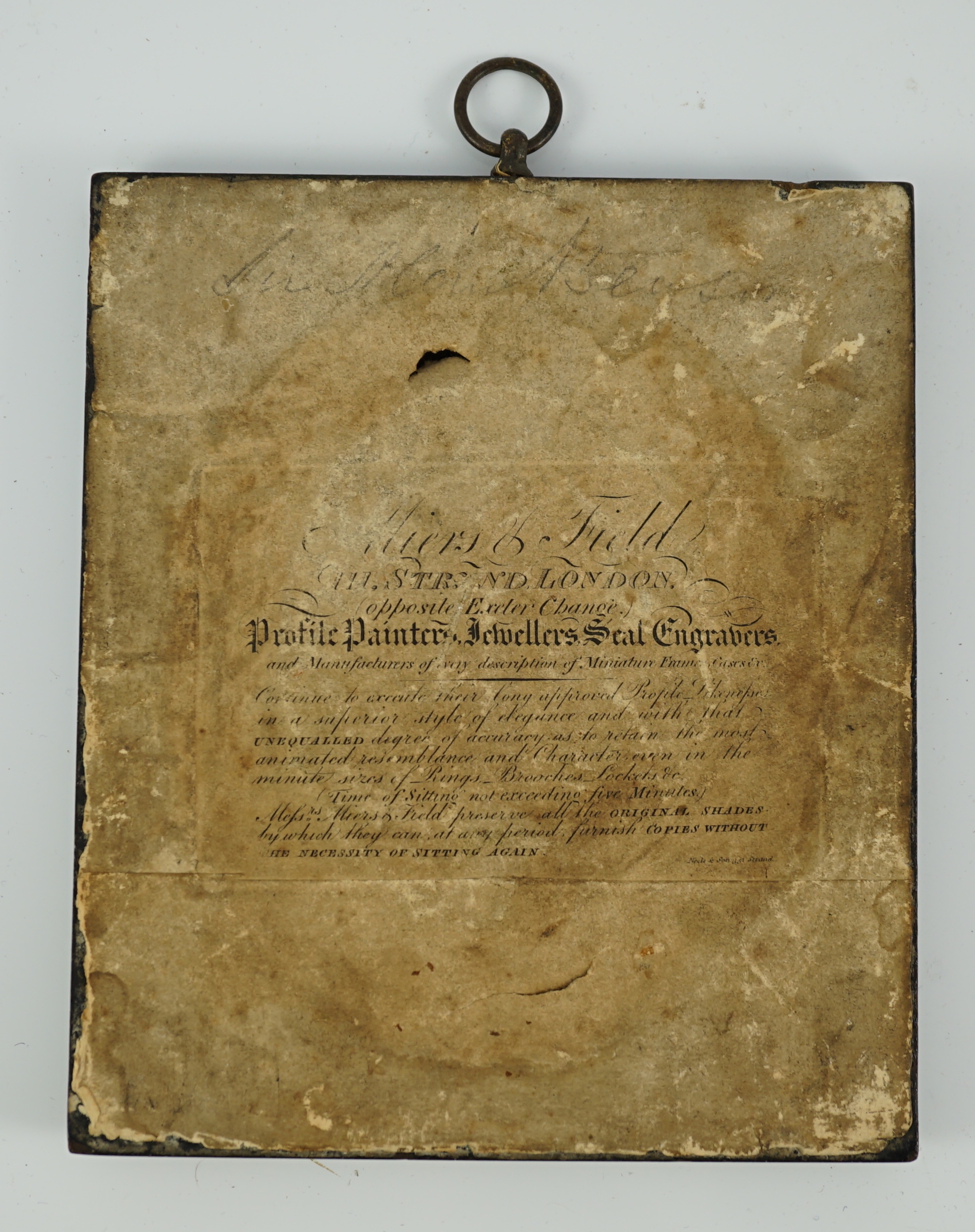 John Miers (1752-1821) and John Field (1772-1848), Silhouette of a gentleman, painted plaster, 8.2 x 6cm.